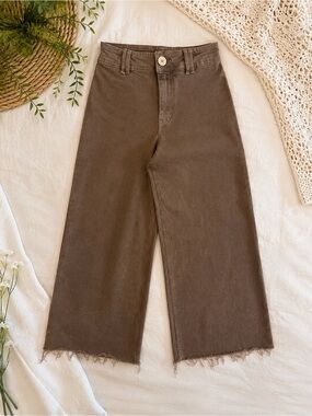 Zara Girls Wide Leg Cropped Jeans | Brown | Size 11–12 (152 cm)